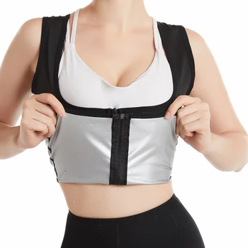 

Wearable In All Seasons Women Sweat Sauna Tank Tops High Quality Silver Ion Waist Trainer Corsets Slimming Zip Fitness Shapewear