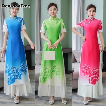 

2020 cheongsam ao dai vietnamese ao dai vietnam cheongsam folk style more feminine dress for women traditional clothing floral