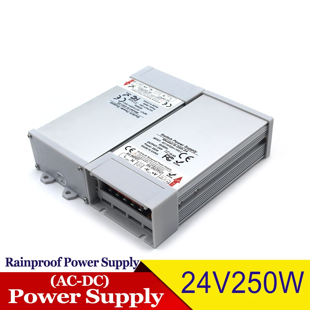 Водонепроницаемый блок питания DC 24V 250W Трансформатор 110v 220V AC DC24V внешний источник