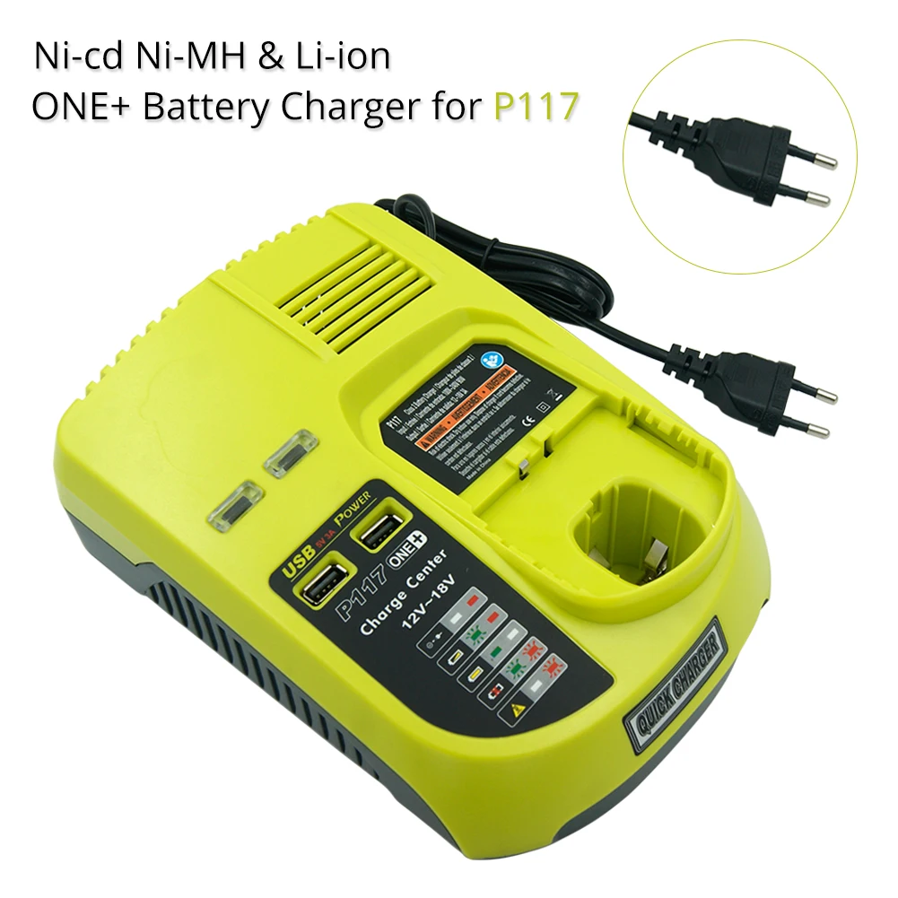 P104 P105 P102 P103 P107 P108 Battery P117 Charger for Ryobi US Plug 12~18V Lithium-Ion and Ni-Mh//Ni-Cd 3A Replacement Charger for Ryobi ONE