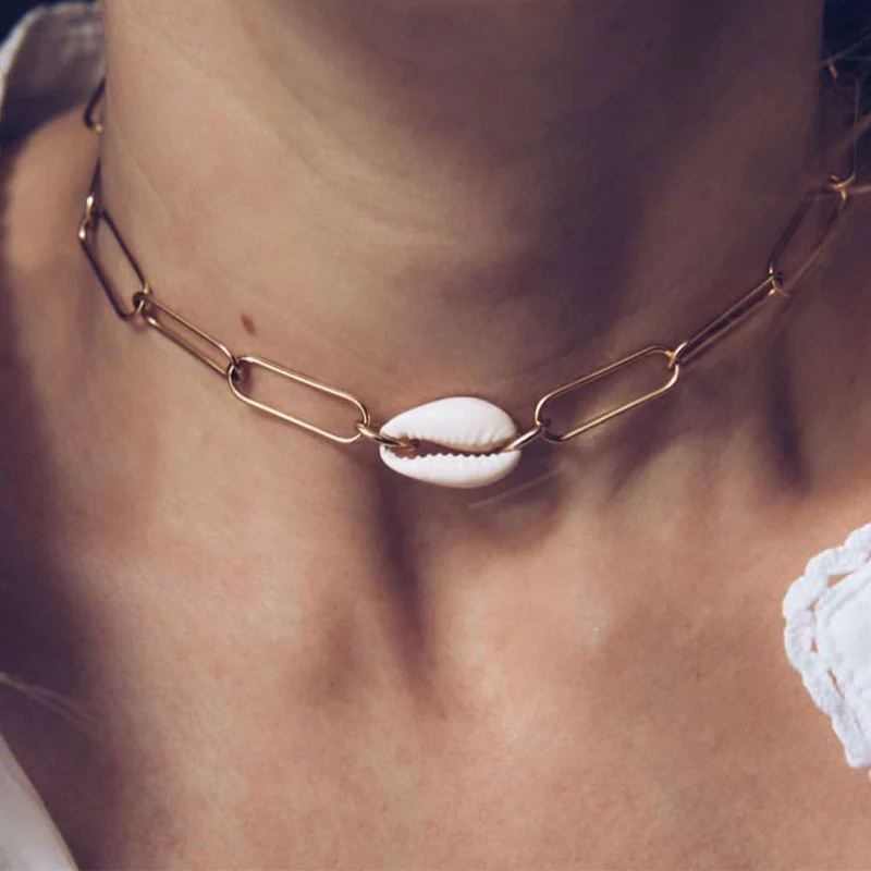Tocona Boho Gold Shell Chains Chokers Necklace for Women Girl Metal Short Charms Necklaces Adjustable Jewelry 8079 | Украшения и
