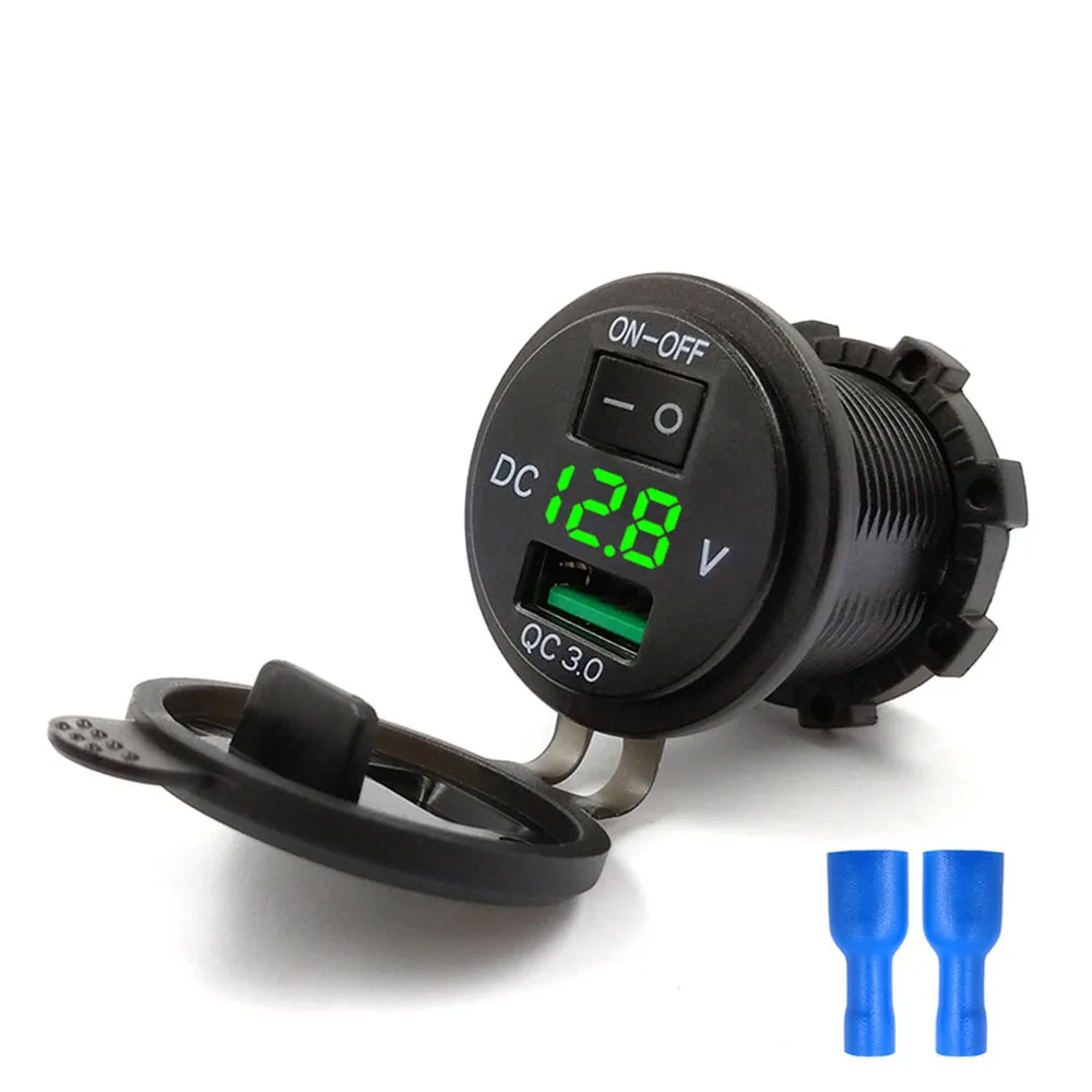 12 V/24 V зарядное устройство для мотоцикла автомобильное зарядное устройство вольтметр с DC переключателем 5V 3.1A цифровой дисплей для машины, лодки, мотоцикла грузовика