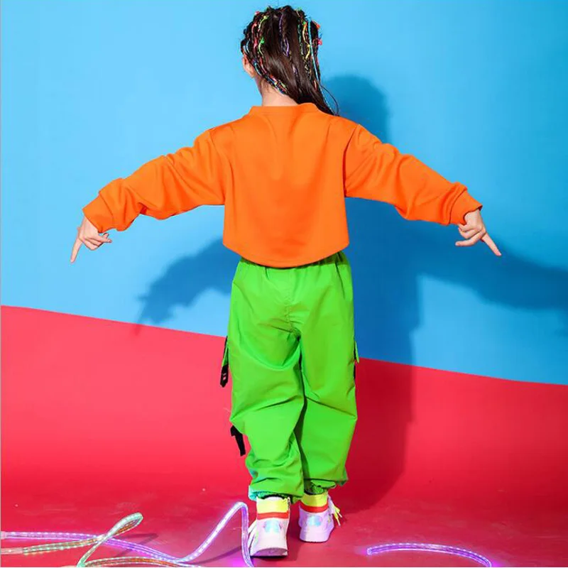 Children Hip Hop Clothing Sweatshirt Top Crop Shirt Casual Jogger Pants for Girl Dance Costume Ballroom Dancing Clothes Wear