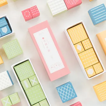 

DEHMJJ Color Basic Geometry Series Stamp DIY Craft Wooden Rubber Stamps for Scrapbooking Stationery Scrapbooking Standard Stamp