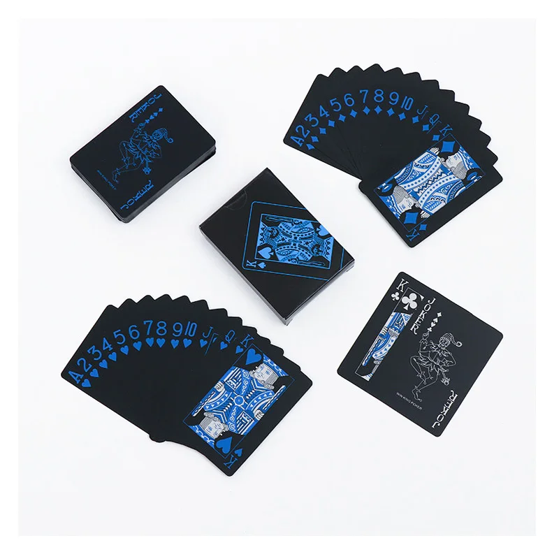 55pcs new Waterproof PVC Pure Black Magic Box-packed Plastic Playing Cards Set Deck Poker Classic Magic Tricks Tool