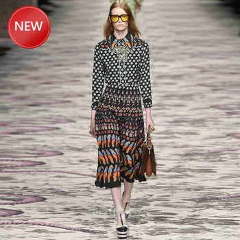 

Autumn New Elegant Chic High Quality Christmas Runway Women'S Party Beach Office Boho Vintage Beautiful Perfect Print Dress