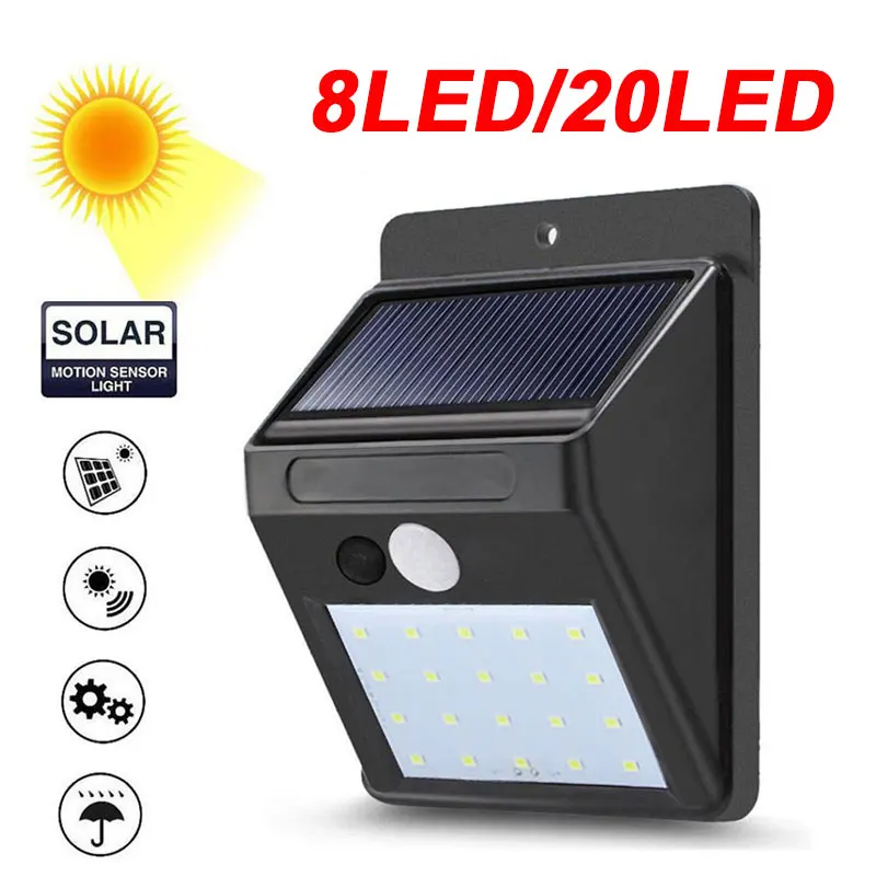 

8/20 LEDs Solar Power Triangular Wall Lamp Solar Light Yard IP65 Waterproof Energy Saving Outdoor Lighting Door Street Lamp