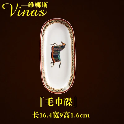 Towel dish European Style Ceramic Dinner Set Gold Inlay Porcelain Dessert Plate Steak Salad Snack Cake Plates Tableware Gorgeous - Цвет: Towel dish