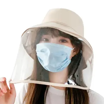 

Adult Dust Proof Anti Droplet Removable Face Shield Sun Protection Bucket Hat Safety Full Face Covering Mask Visor Shield