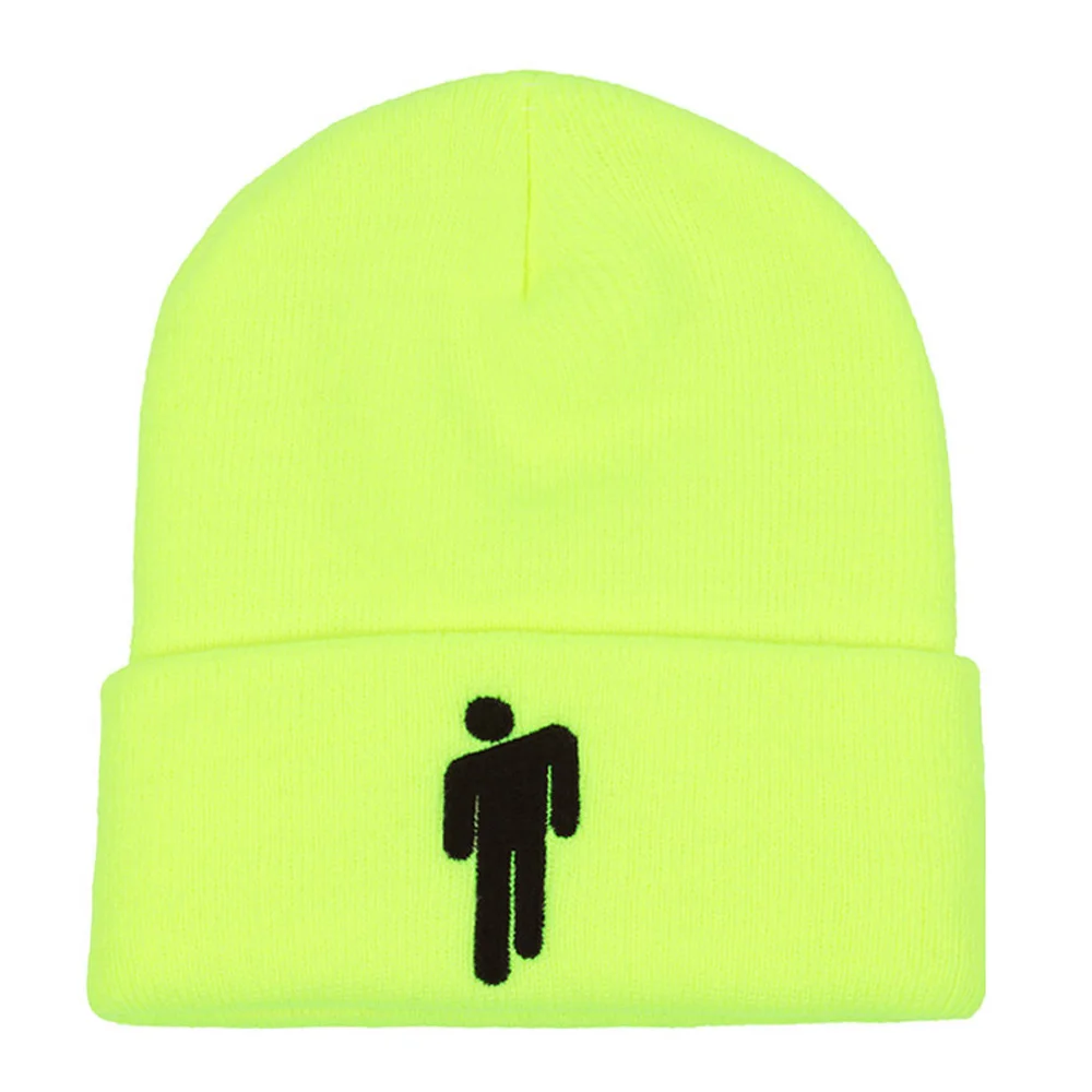 Вышивка Billie Eilish Beanie шапка вязаное, тёплое, зимнее шапки для мужчин и женщин Твердые хип-хоп повседневные манжеты Beanies Stickman Bonnet
