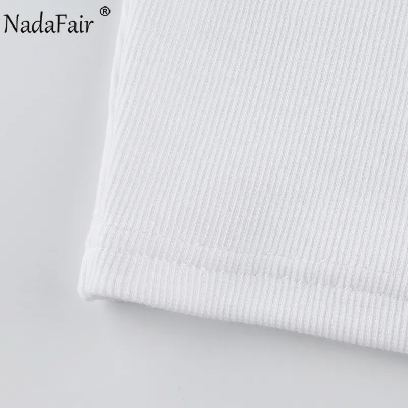 Женский ребристый Топ Nadafair Белый Трикотажный облегающий топ бабочка с вышивкой