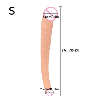 Overlength Double Dildos Soft Double Headed Penis Realistic Long Phallus Double Penetration Vagina and Anus Erotic Dick Sex Toys 2