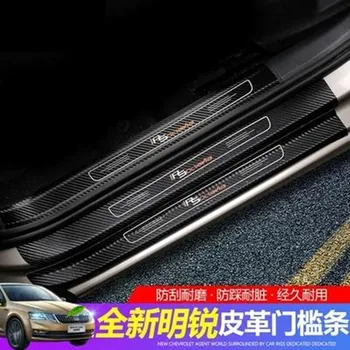 

Car accessories Carbon fiber pattern PU Scuff Plate/Door Sill For Skoda Octavia/Travel Edition 2015-2019 Car styling
