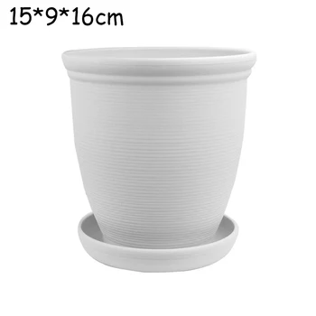 

Round Flower Pot Plant Planter Container Water Garden With Tray Supplies