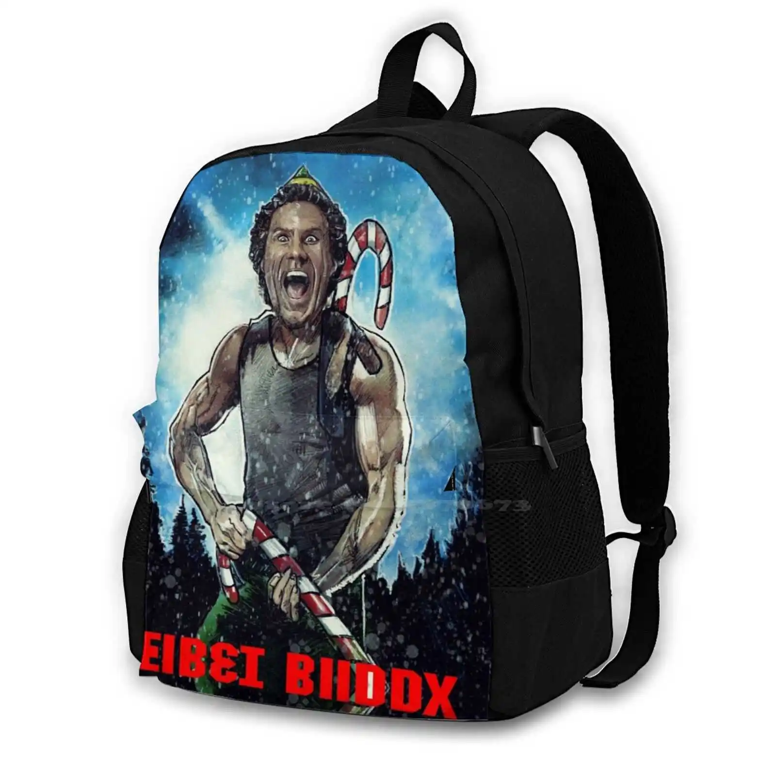 

Рюкзак для мужчин и женщин First Buddy Elfbo, сумка для подростков, черный эльф, Первая кровь, Феррелл, забавная пародия, милая Рождественская