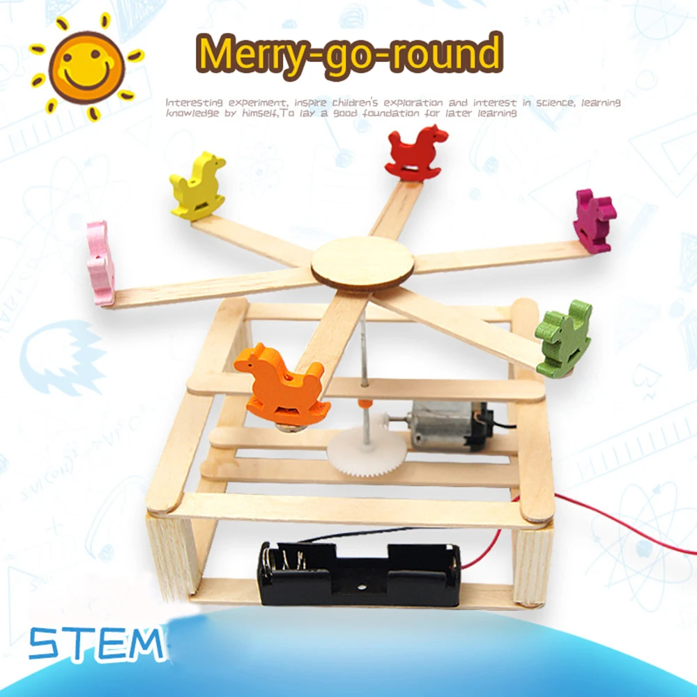 

Creative DIY Manual Puzzle Wooden Carousel Horse Kids Inventions Stem Toys Kits Educational Learning Science Toy