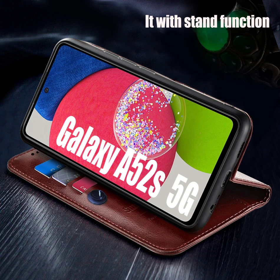 삼성 갤럭시 A52s 5G 케이스 전화 플립 커버 가죽 보호대 삼성 A52s 5G 케이스 A 52s A528B 쉘 북 지갑 스탠드