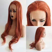 Bombshell синтетический 13*3 дюймов парик фронта шнурка смешанный оранжевый цвет натуральная волна термостойкие волокна волос свободный пробор для женщин парики