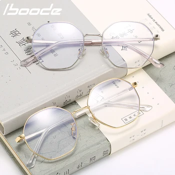 

Iboode Polygon Glasses Frame Women Men Vintage Clear Lens Myopia Eyeglasses Frames Transparent Optical Spectacles -1 TO -3.5