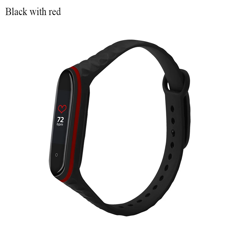 BOORUI Diamond mi band 4 ремешок двойной цветной pulsera mi band 4 Аксессуары Силиконовый mi band 3 ремешок для xiaomi mi band 3 4 ремешок - Цвет: Black with red
