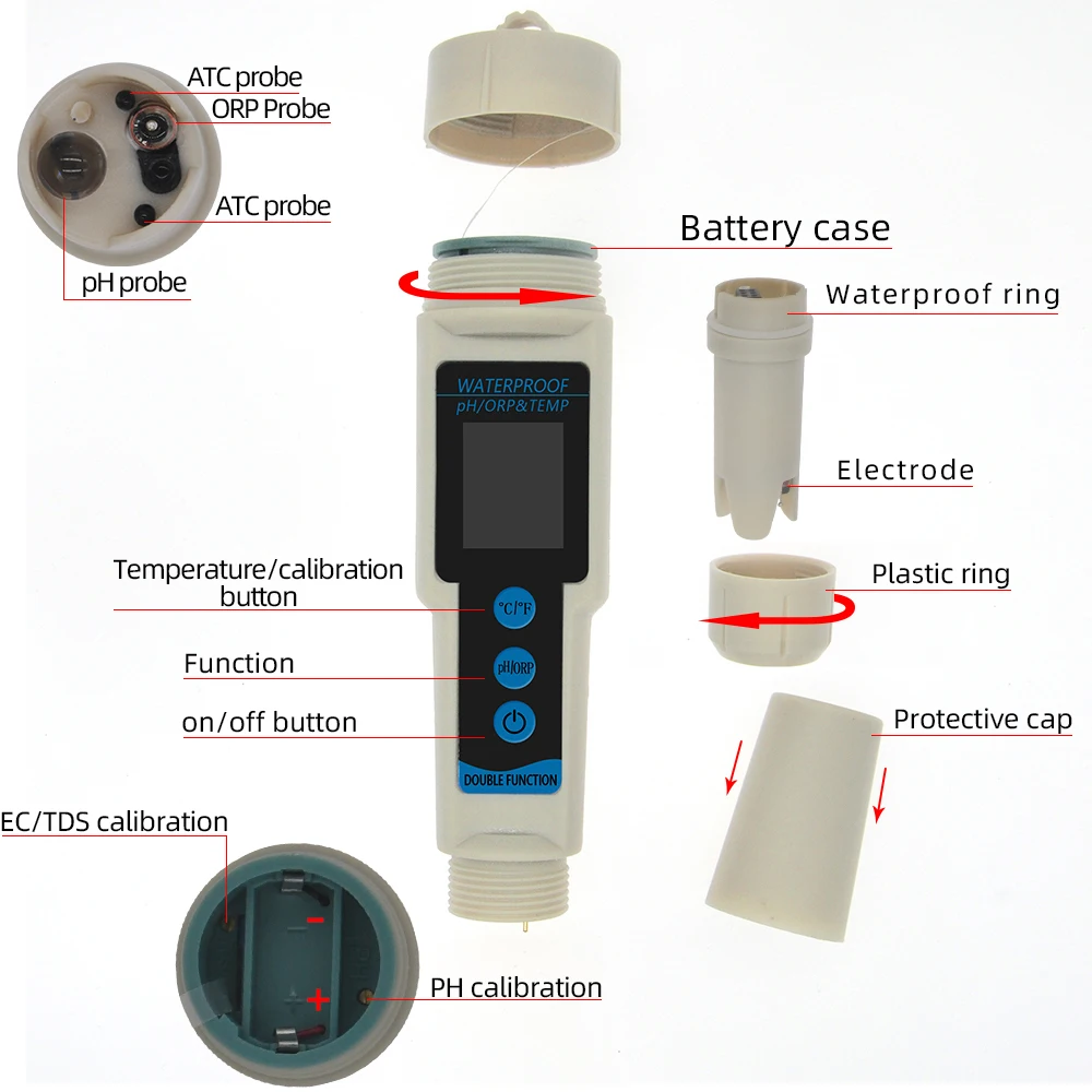 Description Picture 5 of item3 in 1 ORP TEMP pH Meters Waterproof ORP Meter PH Tester Redox Potential Testers Water Quality Measure Tool Water Detector