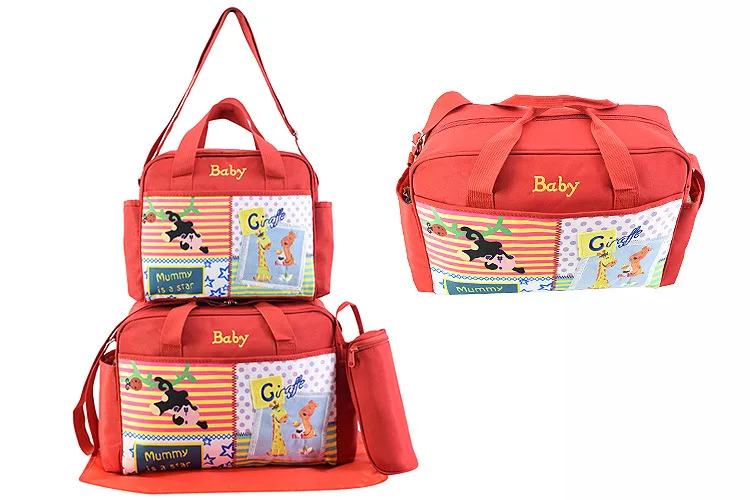 4 Pcs/set Baby Diaper Bag for Mom Fashion Mummy Maternity Nappy Bag Large Capacity Nursing Bags for Baby Care Multifunction