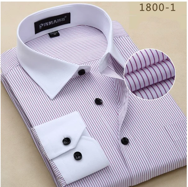 Весенние мужские рубашки 7xl 8xl 9xl 10xl мужские рубашки с длинным рукавом Формальные Деловые повседневные размера плюс мужские рубашки в полоску - Цвет: Фиолетовый