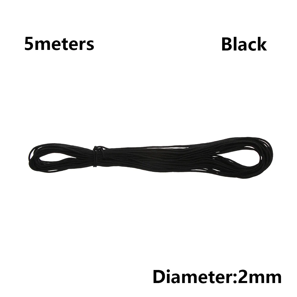 7 цветов Paracord 550 Веревки диаметр 2 мм 5/10 м Длина шнура палатки шнурка набор выживания Открытый Туризм Кемпинг оборудование инструмент - Цвет: Черный