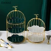Golden Deer Decorative Cake Stand Creative Three Layers Bird Cage Iron Frame Dessert Display Plates Afternoon Tea Decoration 2
