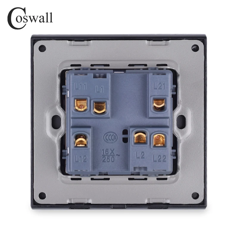 Coswall, панель из закаленного стекла, 1 комплект, 3 способа, промежуточный переключатель, кроссовер, переключатель вкл/выкл, настенный светильник, переключатель 16A C1 Series
