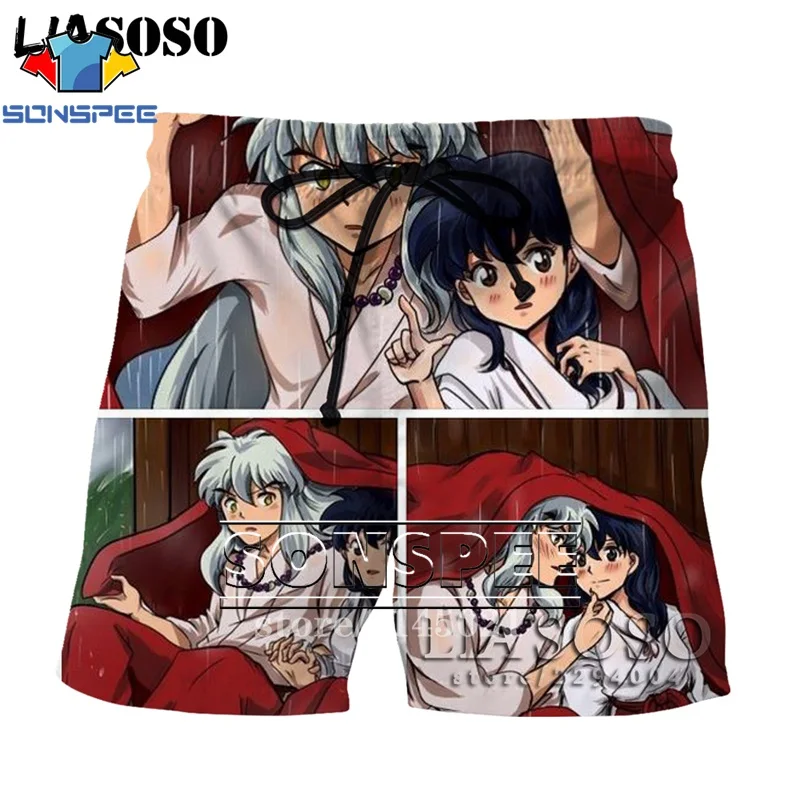 Красный SONSPEE, 3D принт, аниме, Inuyasha, мужские, женские, дышащие, пляжные шорты, летние, для фитнеса, штаны, повседневный стиль, качественная спортивная одежда, D05 - Цвет: Красный