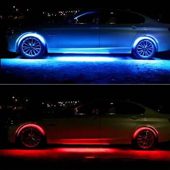 

4pcs Sound Active Car Underglow Light Chassis Energy Saving LED RGB Colorful Atmosphere Lamp Remote Control Decorative 20 Keys