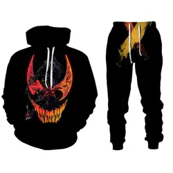 Ensemble pull à capuche et pantalon de sport, impression 3D, Venom Harajuku, deux pièces, Super grande taille, vêtements de sport de rue 