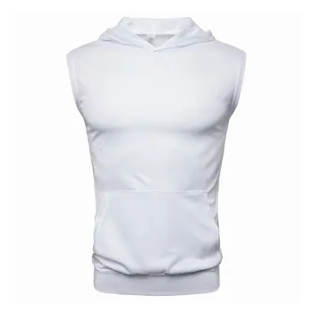 

New Fitness Gym Running Shirts Tees Solid Color Top Fashion Comfortable Hooded Skin Friendly Men'S Sports Sleeveless T-Shirt