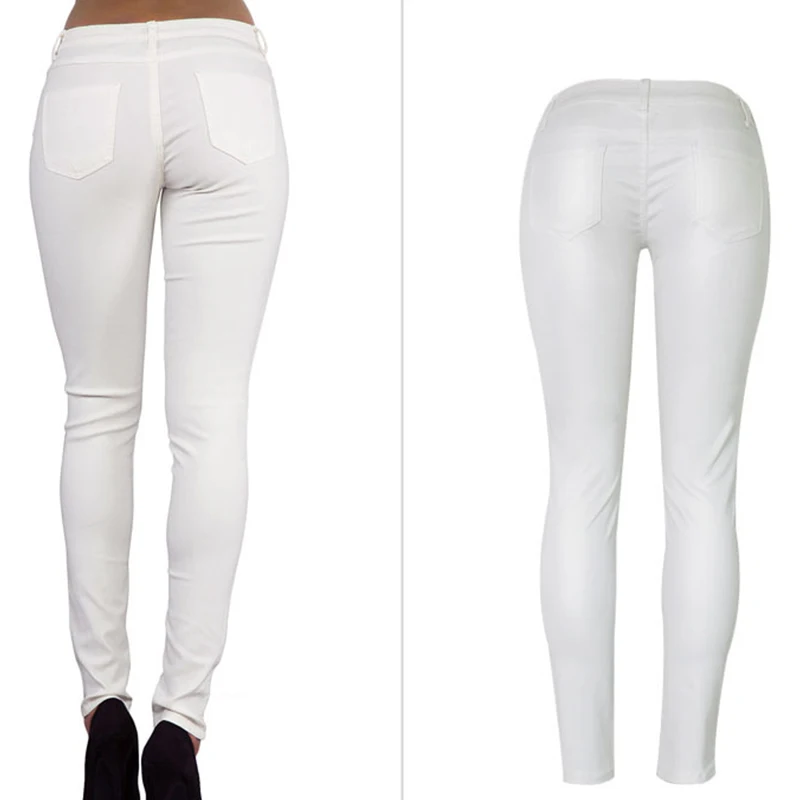 Woman Pants, женские брюки, однотонные, тонкие, тянущиеся брюки, с двойной молнией, модные, Lederhosen, из искусственной кожи, с покрытием, женские штаны, KZ008