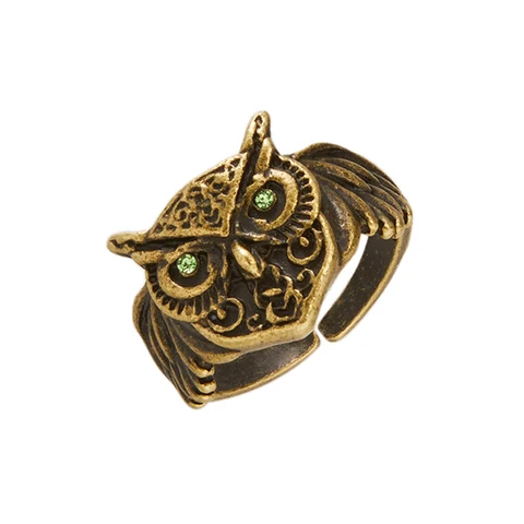 Animal Owl Rings for Women 6 Cute Style Blue Eye Silver Color Adjustable Open Ring Men Gothic Jewelry Gift