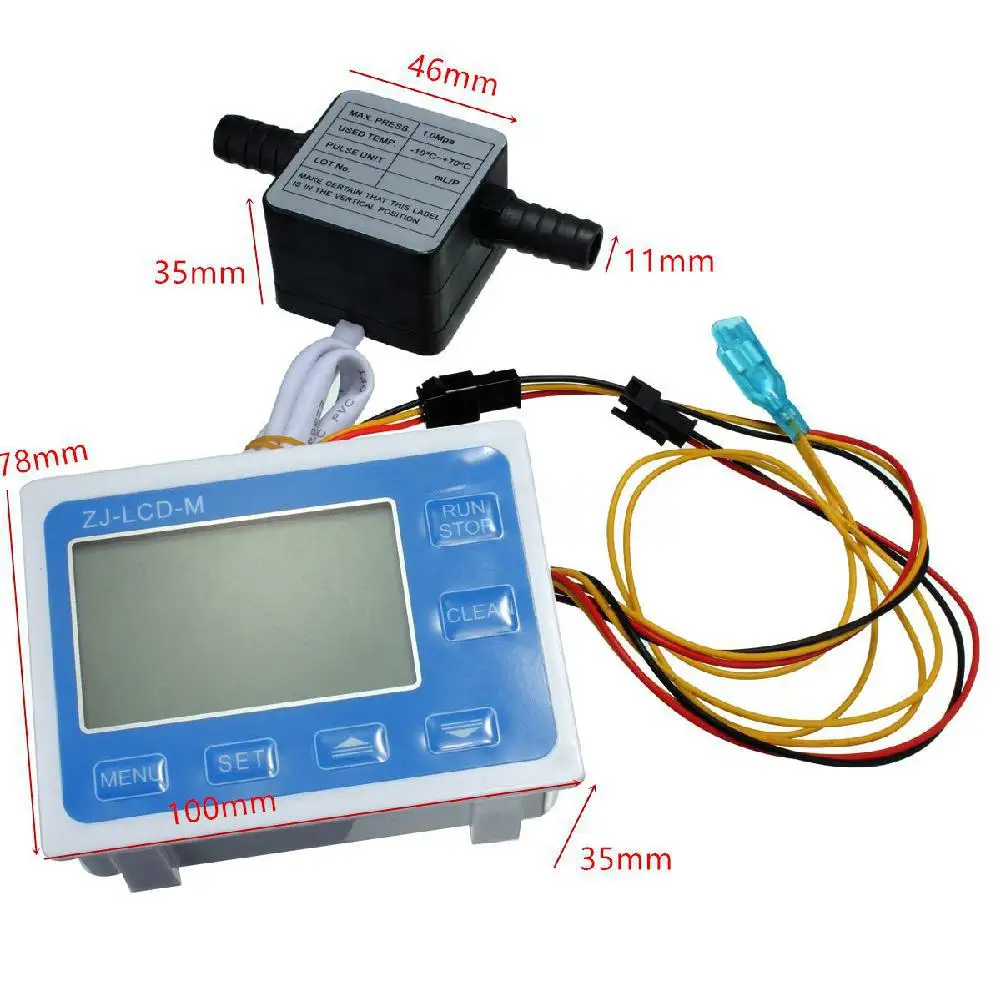 

3/8in Flow Control LCD Display + Oil Fuel Gasoline Milk Water Gear Sensor