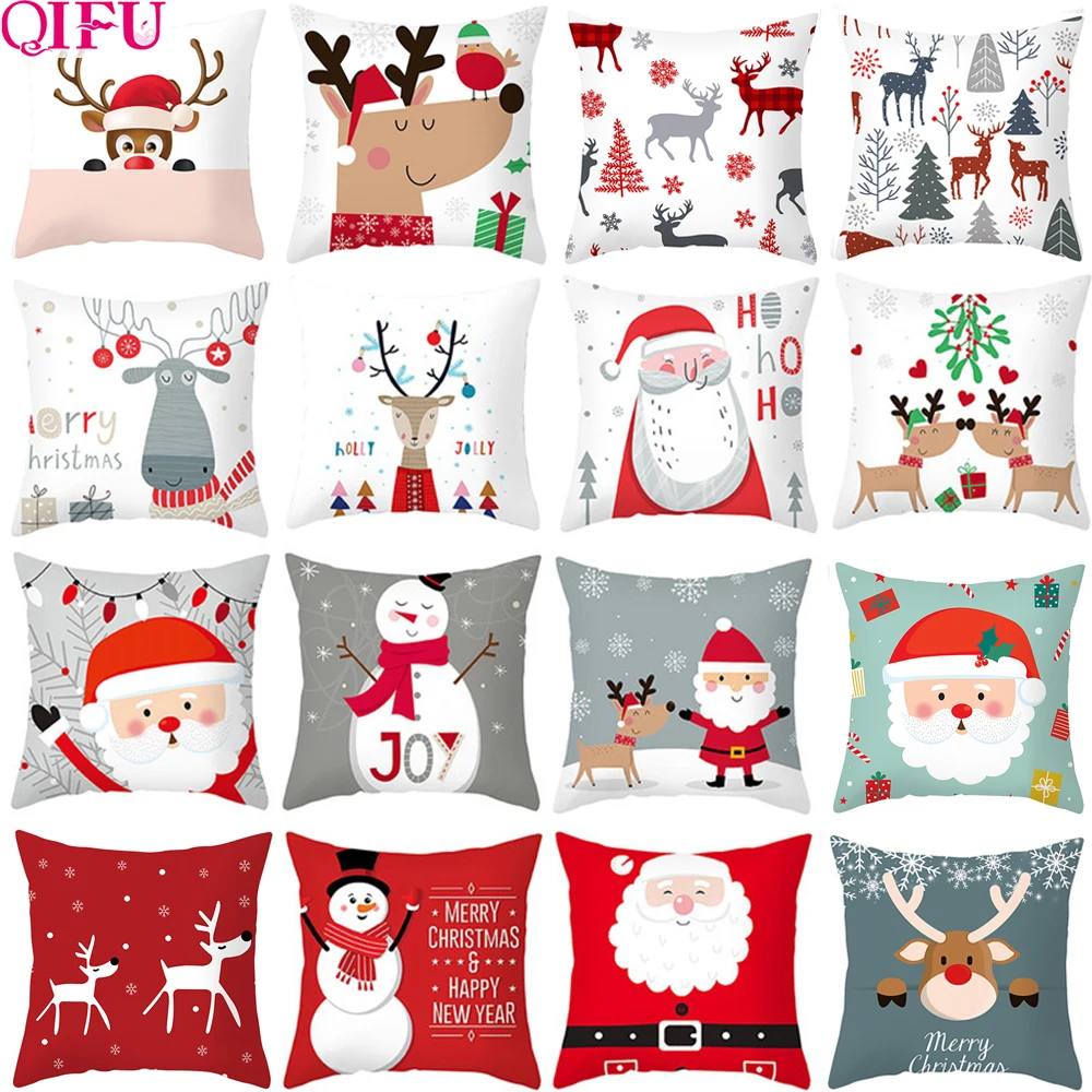 Christmas Cushion Cover Merry Christmas Decor for Home 2022 Navidad Pillowcase Cristmas Ornaments Xams Gifts New Year Decor 2023