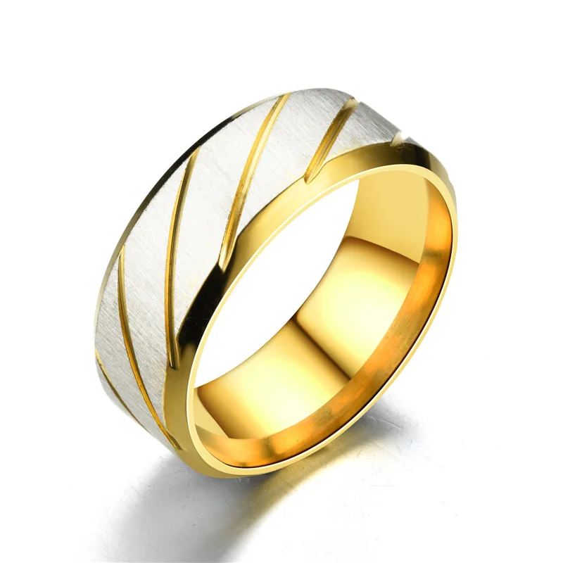 Титановые кольца для мужчин и женщин - Цвет основного камня: GoldWhite