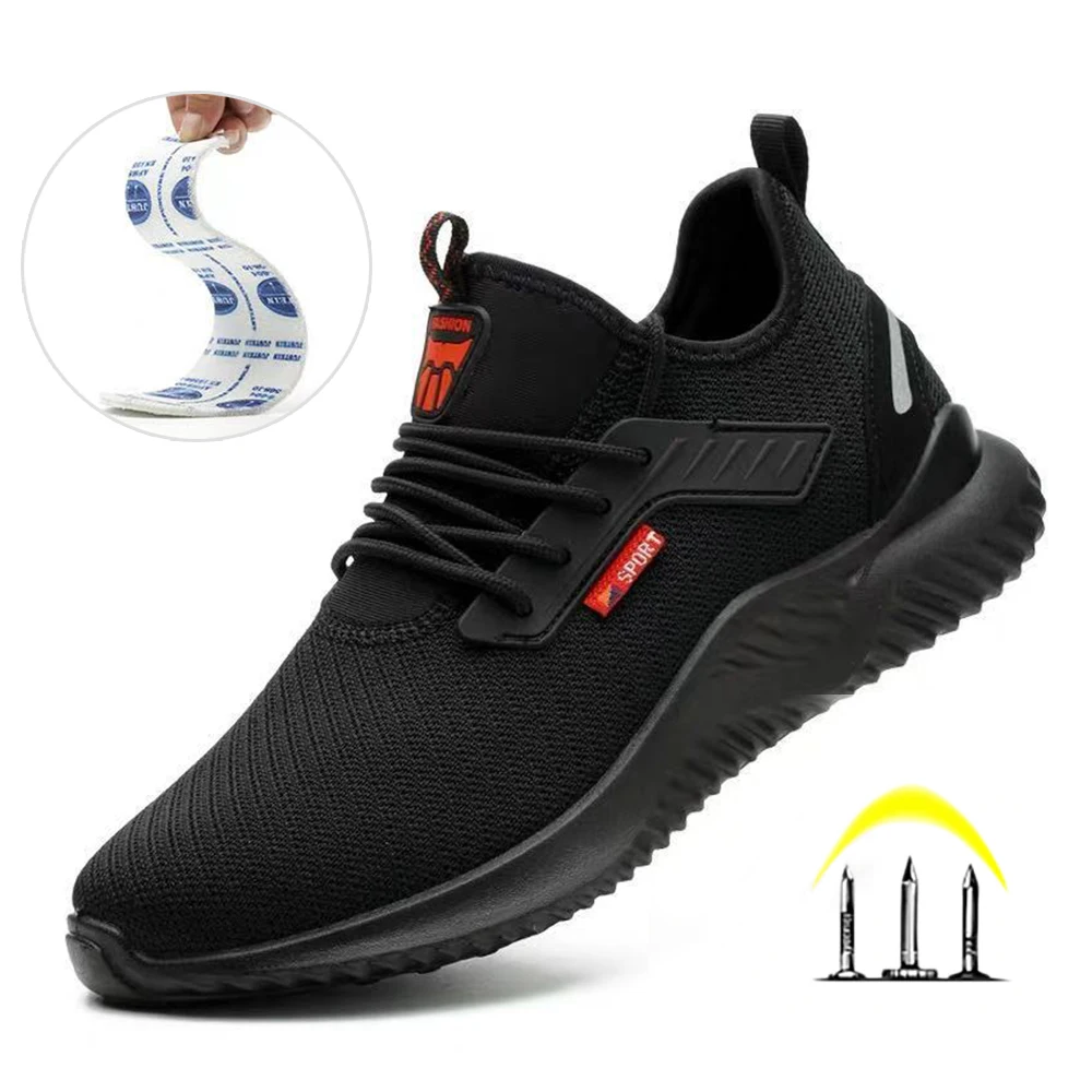 Zapatos indestructibles de seguridad para hombre y mujer, botas de trabajo con puntera de acero, a prueba de perforaciones, ligeras y transpirables