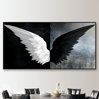 

Black And White Angle Wing Large Size Canvas Wall Painting On Wall Art Poster And Prints Picture For Living Room Decoration