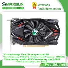 Maxsun geforce gtx1650 transformadores 4g 128bit placa gráfica nvidia gddr5 gpu placa de vídeo para computador pc dp dvi