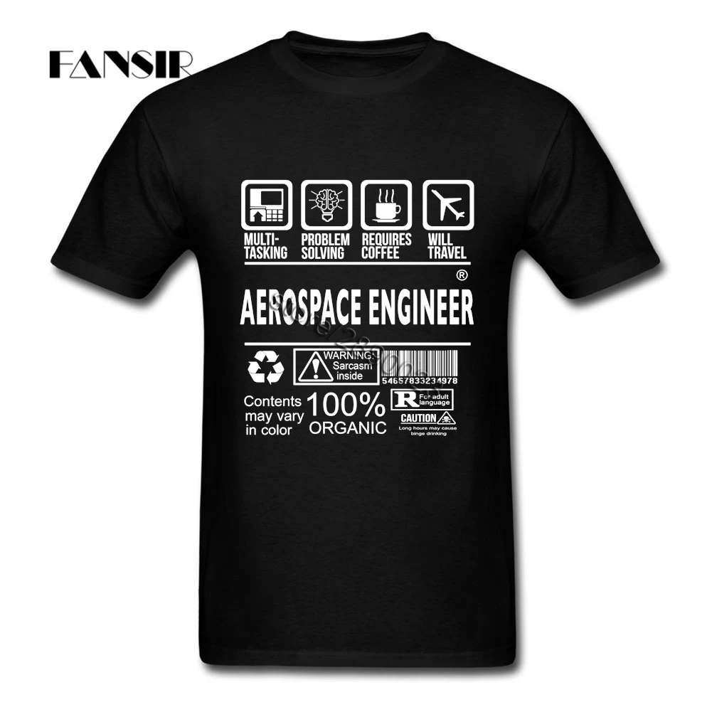 Aerospace Engineer Short Sleeved T-shirt Boy Creative Camisetas 100% Cotton Round Neck Men's For Group | Мужская одежда