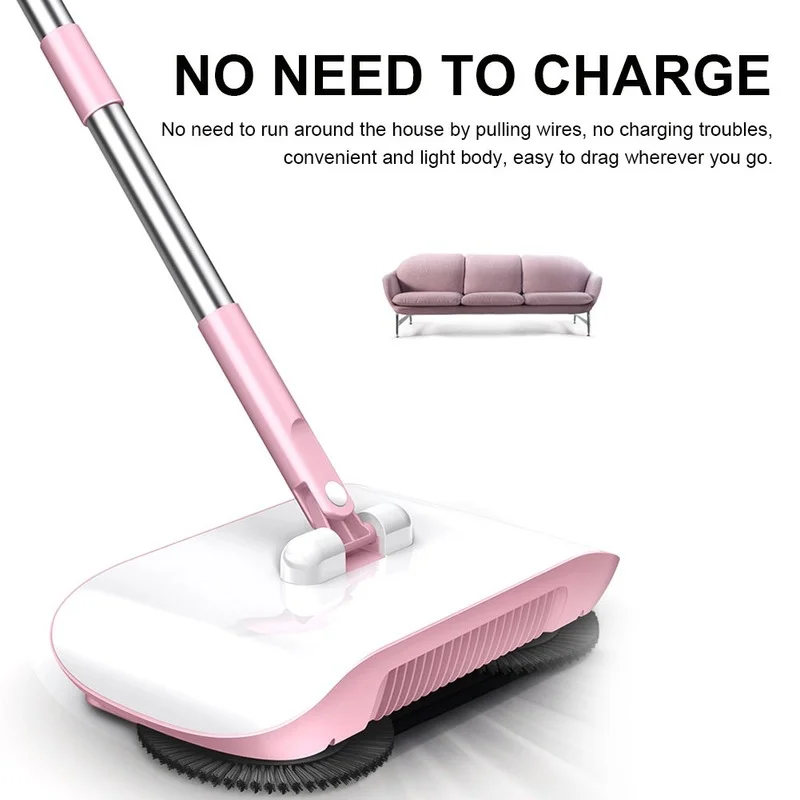 Hand Push Sweepers Non Electric Easy Manual Sweeping 360 Degree