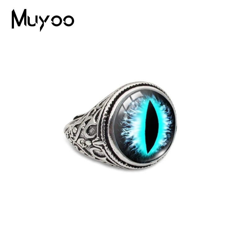 Кольцо с кабошоном мужское регулируемое цветное кольцо кошачий глаз Драконий