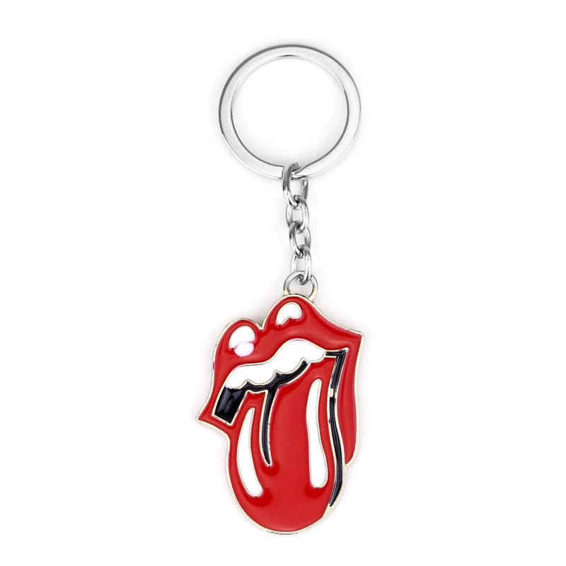 

Rolling Stones Keychain Rock Band Big Tongue Key Fob Metal Pendant Necklace Keychains Key Holder