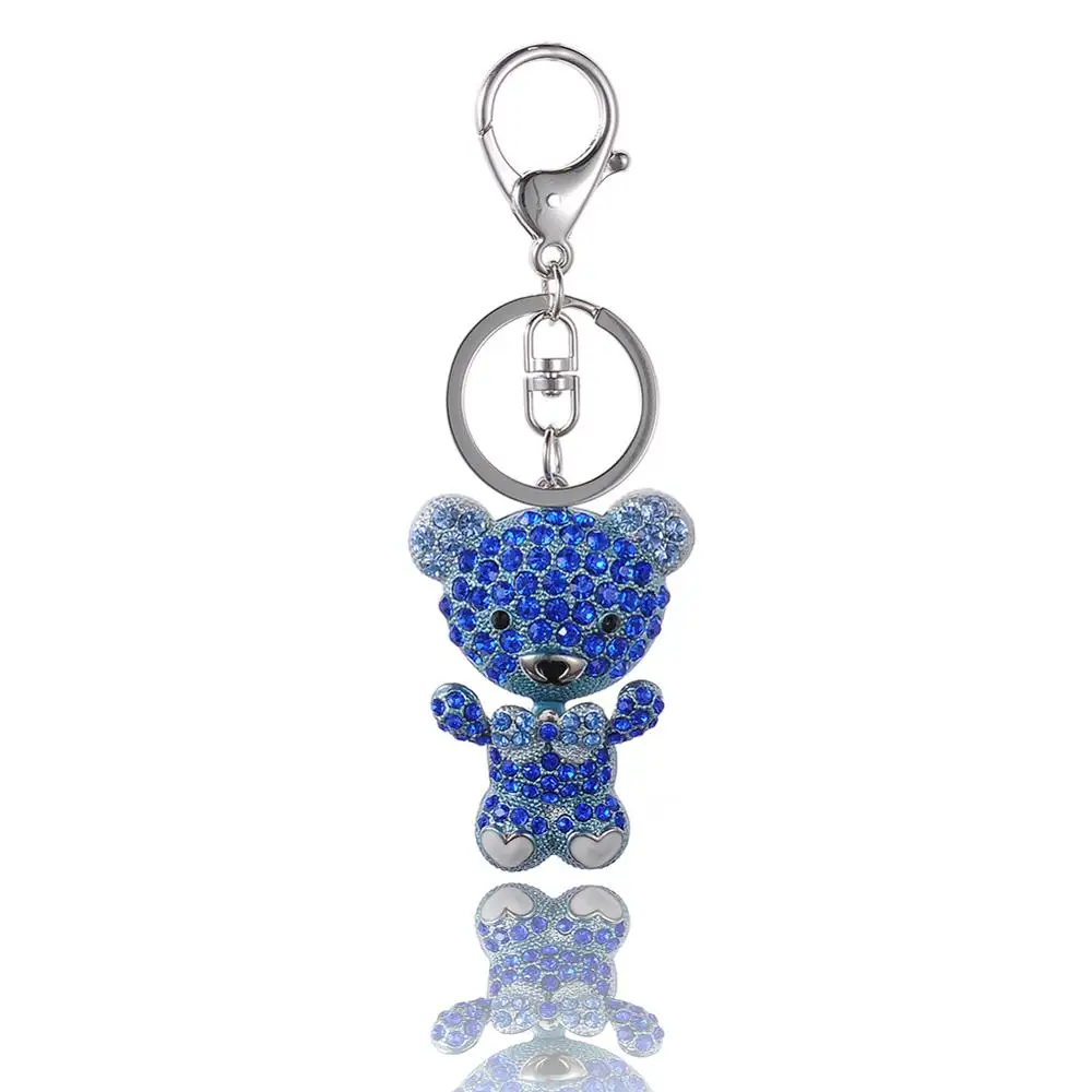 High Quality Drip Alloy Keychain Chaveiro cute bear full rhinestone crystal KeyChain women stainless Key Ring | Украшения и