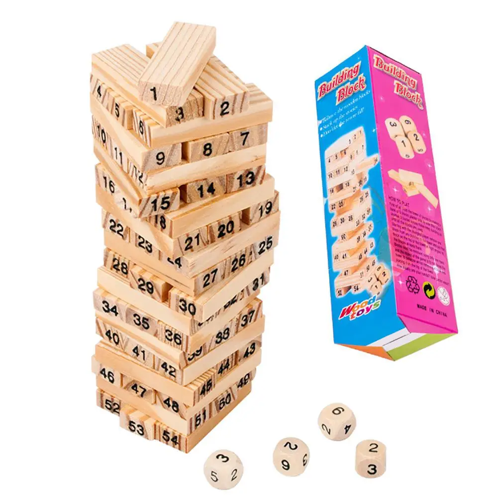 

54PCS Wooden Tower Toy Set Building Blocks Educational Kids Gifts Wood Block Stacking Game