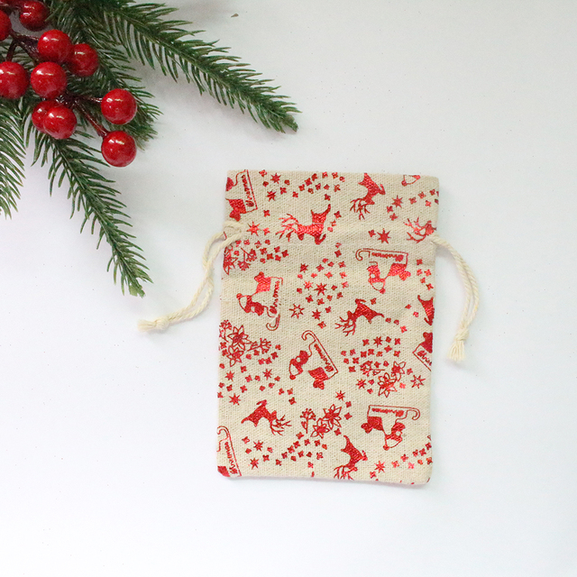 Bird New Year Bag Jewelry Sachet Packing Organizer Christmas Pouches 10Pcs/Lot Santa Gift Drawstring Bag Can Print Logo