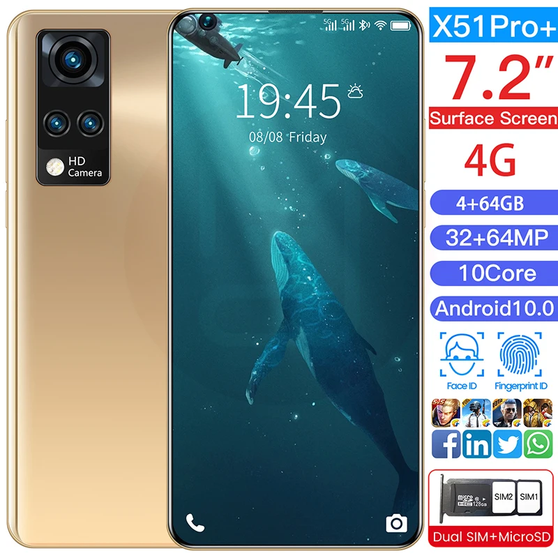 X51 PRO Has A New 7.2-Inch Water Drop Large AG Technology Rear Cover 4+ 64GB Memory Dual Card Dual Waiting New Mobile Phone Case